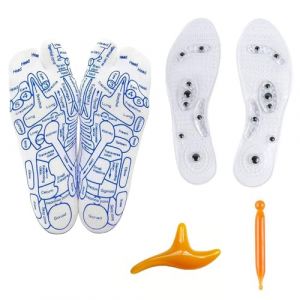 EUYKQNOI Chaussettes de R&eacute;flexologie avec Outil de Massage + semelles magn&eacute;tiques, Chaussettes de Massage,Reflexology Socks,Chausset Zones de R&eacute;flexe,Ensemble de R&eacute;flexologie (35-40) (QSDMY, neuf)