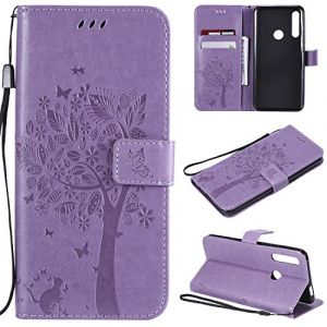 Zchen Coque Huawei P Smart Z, Coque Honor 9X, Etui Pochette PU Cuir Portefeuille Housse Clapet Folio Livre Pliable Couvercle Rabattable pour Huawei P Smart Z/Y9 Prime 2019/Honor 9X (Chat-Violet) (Zchen, neuf)