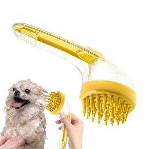 Dog Bath Brush, Pet Massage Comb, Silicone Bristle Cleaner, Built-In Shampoo Dispenser, Ergonomic Grip Design, Perfect for Puppy Grooming, Kitten Care, Small Animal Bathing (Yayich, neuf)