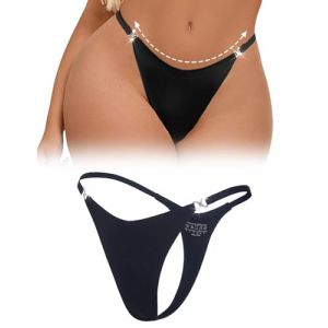 ohyeahlady Mini String sans Couture Femme Invisible Coton Bikini String Ficelle Microfibre Sexy Chic Hot Tanga Coton Invisible Grande Taille Slip Bresilien Bain Thong Seamless Underwear Noir,L (ohyeahlady, neuf)