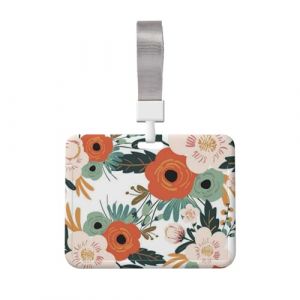 Porte-badge horizontal pour carte d'identité, porte-nom, porte-badge, 10,2 x 7,6 cm, porte-badge coulissant pour la saison, les feuilles florales, les feuilles – Avec lanière pour le travail de bureau (caobaihuo, neuf)