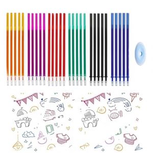 THXFUNAREA 30 Pi&egrave;ces Mines de rechange,Recharge Stylo compatibles avec Legamii, Stylo Effa&ccedil;able pointe 0,5 mm, hauteur 13 cm, Rouleau d'encre Effa&ccedil;able,Avec 1 gomme,6 couleurs (BYSMDXZDZH, neuf)