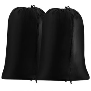 2 Pcs Sac Linge Sale Voyage, 60 x 80cm 100L Étanche à L'eau Sac Linge Sale Pliable avec Cordon de Serrage, Sac à Linge Sac de Rangement pour Panier Linge Camping Dortoir Hôtel (Noir) (zhengxiaobing, neuf)