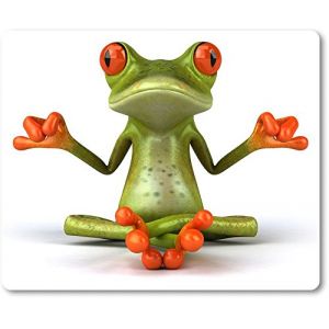 Merchandise for Fans Tapis de souris en textile avec dos en caoutchouc antidérapant Pour tous types de souris Motif : grenouille humoristique faisant du yoga/de la méditation en 3D [01] (Merchandise for Fans, neuf)