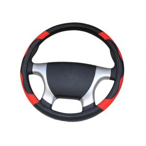 Housse Volant Diam&egrave;tres de Couverture de Volant de Voiture de Bus de Camion pour 36 38 40 42 45 47 50CM 7 Tailles au Choix en Fiber de Carbone Noir Rouge Couvre Volant (Taille : 40 CM) (zengyanyan, neuf)