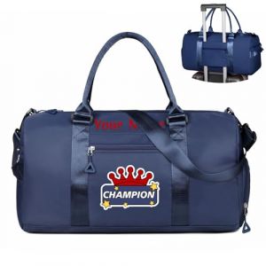 Sac de Sport personnalisé,Sac de Sport personnalisé avec Texte,Image colorée/nom brodé,Sac de Voyage avec Poches pour liquides/Serviettes et Compartiment pour Chaussures (Fenghuoshangmao, neuf)