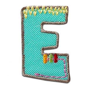 Alphabet/Lettre color&eacute; Patch - Ecusson thermocollant patches appliques, Taille: 0 x 0 cm, Alphabet MQ bunt/blau:Buchstabe E 2.2 x 3.3 cm (catch-the-patch, neuf)