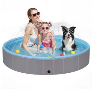 EUGAD Piscine pour Chien Pliable, Piscine Chiens avec Arrosage 160x30cm, PVC Piscine Baignoire pour Grand Chiens, Pataugeoire Chien Antidérapant Piscine Jouets Aquatiques pour Jardin Extérieur (Eugad, neuf)