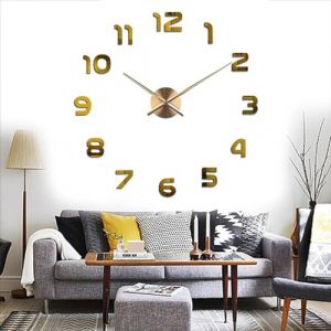 Yolistar Modern DIY Grande Horloge Murale,3D Miroir Autocollant Metal Silencieuse Pendule Murale,Pendule Murale Moderne Métallique Horloge Décorations de Bureau Domicile-Doré Nombre Grand (BooAnn, neuf)