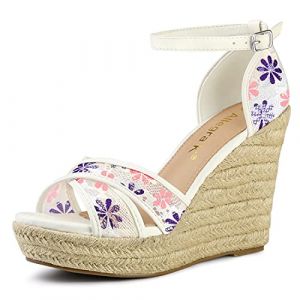 Allegra K Femmes Sandales Compens&eacute;es Talon Compens&eacute; Bride Cheville Espadrille Mauve 41 (Weisser Berg, neuf)