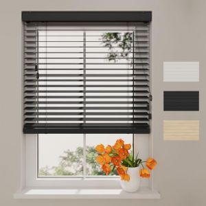 Radeco® Store vénitien en Bois Noir 80 x 175 cm (LxH), lamelles de 50 mm en Bois de Paulownia, largeurs Disponibles de 50 à 250 cm, Store intérieur, Jalousie pour fenêtre (WINDOW-DECORATIONCOM, neuf)