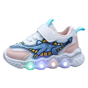 Chaussures de Sport Dinosaures de Dessin anim&eacute; pour gar&ccedil;ons et Filles, Chaussures Respirantes en Maille, Chaussures Lumineuses pour Enfants de Petite et Moyenne Taille, Nouvelle Fille Argent Football (jYRTCS, neuf)