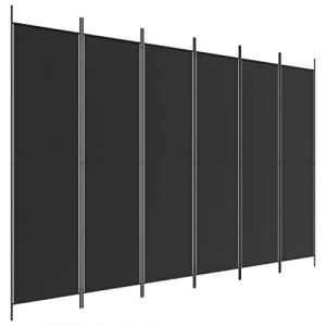 vidaXL Paravent 6 Panneaux 300x200 cm, Tissu Polyester & Cadre en Fer, Noir, &Eacute;cran Pliable, Cloison Mobile pour Chambre et Bureau, D&eacute;coration int&eacute;rieure (shop.nova, neuf)