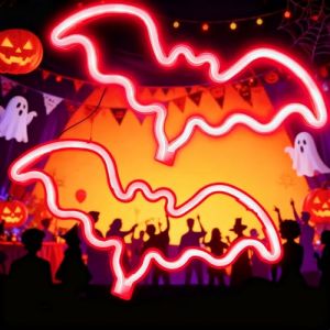 Lot de 2 lampes n&eacute;on chauve-souris volantes pour Halloween, d&eacute;coration de f&ecirc;te, chambre &agrave; coucher, d&eacute;coration murale (Xusdamyj, neuf)