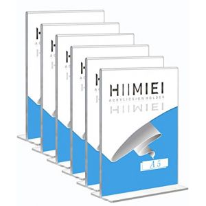 HIIMIEI Lot de 6 Présentoirs Vertical de Table, Porte Affiche, A5 (14,8x21,0cm) Acrylique Transparent Chevalet de Table, Support Menu (HIIMIEIFR, neuf)