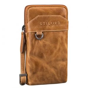 STILORD 'Tyrell' Poche Poitrine Hommes Sac &eacute;paule en Cuir avec Boucle de Ceinture T&eacute;l&eacute;phone Portable Sac bandouli&egrave;re Crochet Cou Voyage Homme Pochette, Couleur:Perugia - Marron (STILORD Cuir, neuf)