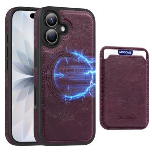 QIWEIQING Coque pour iPhone 17 6.3" &Eacute;tui avec Porte-Cartes Pliable Amovible Housse Cuir Synth&eacute;tique Support Portefeuille Magn&eacute;tique Antichoc Etui Protection Case pour iPhone 17 6.3". Violet PDK (QIWEIQING, neuf)