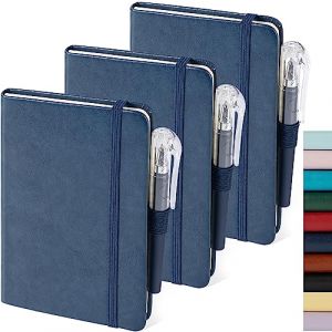 NIRMIRO Carnet de Notes, Petit Cahier Bloc Note Cuir Avec Stylo 3 Paquet, Bullet Journal Carnet en Cuir Classique Ligné, Mini Carnet de Voyage Notebook A6 (9,8 cm x 14,5 cm), Bleu (NIRMIRO-FR, neuf)