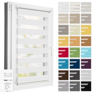 Estika Store Enrouleur Jour Nuit Klemmfix sans perçage - Largeur au Choix Tous Les 1 cm - 70 x 150 cm - Blanc - Store à enroulement, Double Tissu, pour fenêtres intérieures (Estika, neuf)