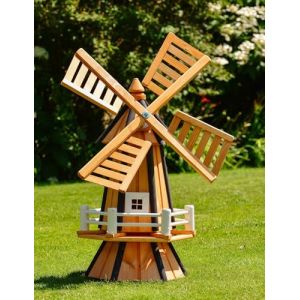 Grand moulin &agrave; vent d&eacute;coratif en bois enduit avec roulements &agrave; billes (Deko-Shop-Hannusch, neuf)