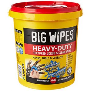 Big Wipes Heavy Duty Pro+ Lingettes en Seau (x240) Lingettes texturées Double Face avec Soins de la Peau Nettoie Les Mains, Les Outils et Les Surfaces Lingettes Robustes et Produits de Nettoyage (AIN FIXATIONS, neuf)