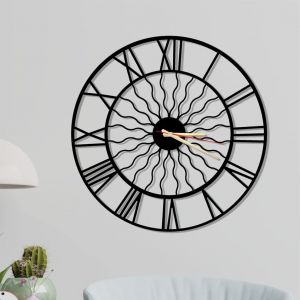Dekory Vague Horloge Murale en métal 35 cm, Silencieux sans tic-tac, horloges murales Vintage et industriel en métal, Pendule murale, pour salon bureau, chambre, cuisine, salle à manger (Dekorywallart, neuf)