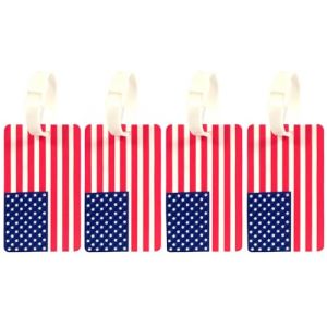 NOVAGO lot de 4 Etiquettes Bagages Drapeau étiquette Valise, étiquette pour Sac à Voyage,Sac à Dos (USA) (NOVAGO-Vendeur PRO français, neuf)