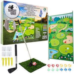 KreativeKraft Set de Golf Enfant et Adulte Jeu Famille Balles Accessoires Golf Tapis Cible et Putting Practice Intérieur et Extérieur (Get Trend., neuf)