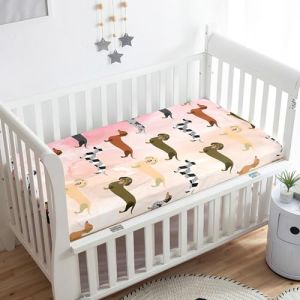 Odot Drap Housse pour Lit de B&eacute;b&eacute;, Teckel Impression Draps Housses Enfants Respirant Douce Extensible Prot&egrave;ge Matelas pour Lit B&eacute;b&eacute;, Berceau, Lit Parapluie (Rose,65x95 cm) (Odot, neuf)
