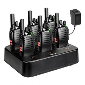 Retevis H777 Talkie Walkie, Talkie-Walkie Rechargeable avec Chargeur à 6 Emplacements, Type-C, VOX, Walkie Talkie Professionnel pour Sécurité, Restaurants (Noir, 6 Pièces) (RetevisDirect, neuf)