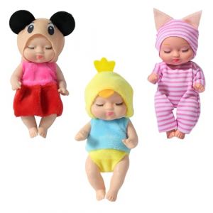 YAAVAAW 3 Pi&egrave;ces Mini Poup&eacute;e Bebe Poup&eacute;e Reborn avec V&ecirc;tements avec Animaux,Mignon Petit Poupon Bebe R&eacute;aliste Reborn B&eacute;b&eacute; Poup&eacute;es Yeux Ferm&eacute;s Jouet Cadeau pour Enfants de Anniversaire Poup&eacute;es de No&euml;l (YIHUAN Official Store, neuf)