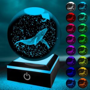 YATOSEEN Baleine 3D et Boule de Cristal avec Veilleuse Multicolore, Cristal K9 Mini Baleine Modèle, Cadeau pour Enfants Amis Couple Anniversaire Festival (Atozon-EU, neuf)