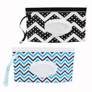 Bestac Lot de 2 distributeurs de lingettes pour b&eacute;b&eacute;, pochette de voyage r&eacute;utilisable, porte-lingettes rechargeable, r&eacute;cipient pour lingettes pour b&eacute;b&eacute;, distributeur de lingettes (Bontao QD, neuf)