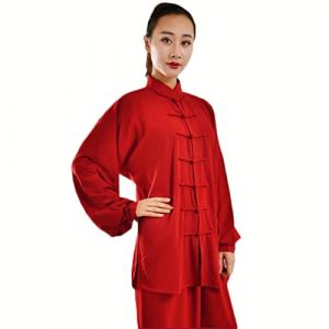 Kung Fu V&ecirc;tements Tai Chi Uniformes Kung FU Costume Arts Martiaux Costume Tenue Wing Chun pour Homme Et Femme,Red-XXXL (CHUNHUISHOP, neuf)