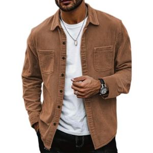 seiveini Chemise Homme Velours Côtelé Boutonnée Manches Longues Veste Décontracté Automne Hiver A Marron XXL (BgandDesign, neuf)