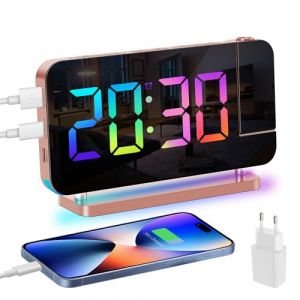Venchin Reveil Projecteur Plafond: Projection R&eacute;veil Num&eacute;rique Enfant Ado, LED Reveil Lumiere du Jour, Chargeur, Snooze, 11RGB Gros Chiffres, 10 Veilleuse, 5 Brightness, Alarm Clock Garcon Fille (Alasoso, neuf)