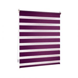 Victoria M. Store Enrouleur Double- Translucide & Occultant Jour Nuit Montage par Serrage sans Percer pour Fenêtre Et Porte avec Chaînette, 60 x 150 cm Aubergine/Violet (Jalousiescout Shop, neuf)