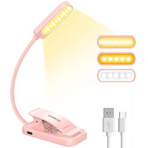 Lampe de Lecture, Rechargeable Liseuse Lampe Clip 10 LED, 3 Mode Luminosit&eacute; (Chaud&Blanc&Mixte), 360&deg; Cou Flexible, lampe de lecture pour lire au lit, Pince Lampe Livre pour Lecture Nocturne Voyages (Handsome Products, neuf)