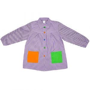 H HANSEL HOME Tablier d'&Eacute;cole avec Boutons et Col pour Enfant et Gar&ccedil;on 7-8 Ans, Tablier Blouse &Eacute;lastique aux Poignets et au Cou Puor l'&Eacute;cole e Artisanat - Lila (HANSEL HOME, neuf)