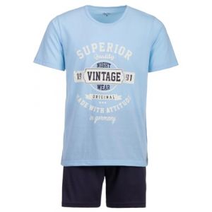Henry Terre Pyjama shorty vintage bleu pour homme 2 pi&egrave;ces M &agrave; 5XL en coton, bleu clair, 3XL (zeitlosshoppen - Preise inkl. MwSt., neuf)