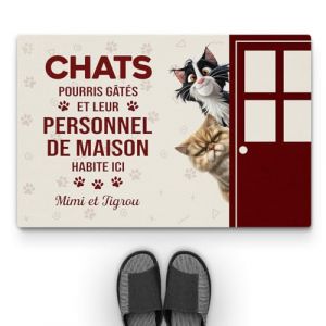 Cadeau Plus Tapis Personnalis&eacute; Pr&eacute;nom - Le Chat G&acirc;t&eacute; Pourri Habite Ici - Paillasson Entree, Tapis personnalis&eacute; entr&eacute;e, paillasson Interieur Personnalisable (#3) (CADEAUPLUS, neuf)