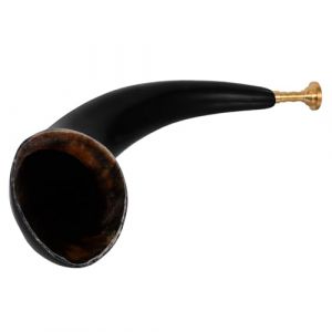 Ipetboom Corne Viking Corne de Bœuf Naturelle Instrument de Souffle Authentique pour Cosplay Halloween et Accessoires de Fête Extérieure (hikarish, neuf)