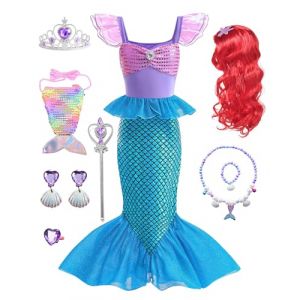 Dtiaagto Costume de la Petite Sir&egrave;ne pour fille - Robe sir&egrave;ne pour enfants - Pour carnaval, cosplay, 7 &agrave; 8 ans (ZHOU, neuf)