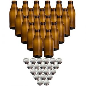 gouveo Lot de 20 bouteilles de jus 1000 ml antiques avec bouchon à vis argenté – Bouteille en verre marron 1 litre avec bouchon TO48 – Bouteille vide à remplir pour la cuisine et la maison (SFA1000S) (flaschendiscount, neuf)
