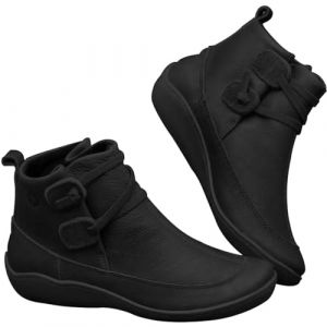 Bottes en cuir &agrave; lacets pour femmes - Bottines courtes confortables avec support d&rsquo;arche classique - Bottes antid&eacute;rapantes, bottes d&rsquo;hiver, bottes de randonn&eacute;e &agrave; enfiler - Semelles larges - Chaussures (quying829, neuf)