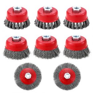 Neuytiky 8 Pi&egrave;ces Brosse M&eacute;tallique pour Perceuse Meuleuse D'angle,Brosse M&eacute;tallique Meuleuse de 75mm 100mm de Diam&egrave;tre,pour Meuleuse,Enl&egrave;vement de Peinture de Rouille (SIA THE REAL OUTLET, neuf)