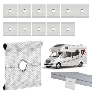 Lot de 12 &oelig;illets de Passepoil pour Rail de Passepoil 5/6 mm &ndash; 7/8 mm Crochet Passepoil&eacute; Auvent Haute R&eacute;sistance pour auvent de Tente Caravane, auvent, Tente de Camping (Gris) (ZENGSI, neuf)