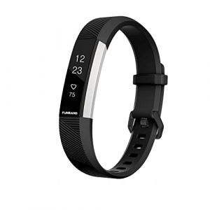 FunBand Bracelet en Silicone Souple pour Fitbit Alta HR et Alta - Sangle de Remplacement Réglable Sport Accessoire pour Montre Connectée (1-Pack Noir) (FunBand EU Direct Store, neuf)