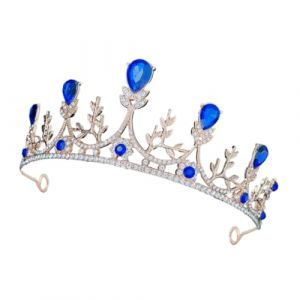 Homoyoyo Accessoire De Cheveux Couronne Couronne Baroque Millésime Mariage Robe Groupe Diadème Reine Strass Bijoux Bandeau Diadème Baroque Rouge De Mariée Genre Femmes Tiare Strass Blue (S Wisdom HF, neuf)