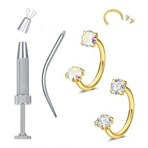 MODRSA Piercing &agrave; fer &agrave; cheval Nasal Piercing Ring Anneau de nez : 18G Acier chirurgical Septum Piercing Or pour le nez Piercing des l&egrave;vres Anneau pour femmes Zirconium blanc 8mm (MODRSA Jewelry, neuf)